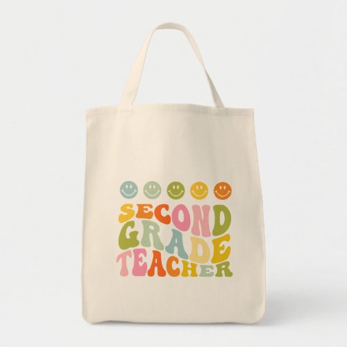 Colorful Fun Second Grade Teacher Custom Name Tote Bag