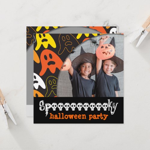 Colorful Fun Spooky Ghosts Kids Halloween Party Invitation