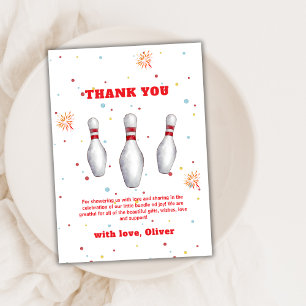 Colorful Fun Strike Up Bowling Baby Shower  Thank You Card