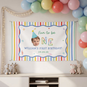 Colorful Fun Striped Birthday Party Banner