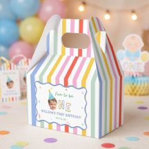 Colorful Fun Striped Birthday Party Favor Box
