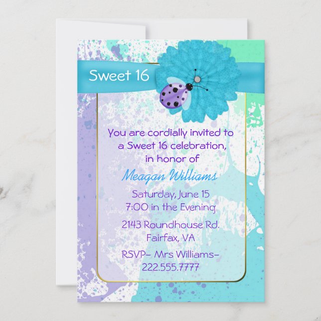 Colorful Fun Sweet 16 Birthday Party Invitation (Front)