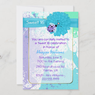 Colorful Fun Sweet 16 Birthday Party Invitation