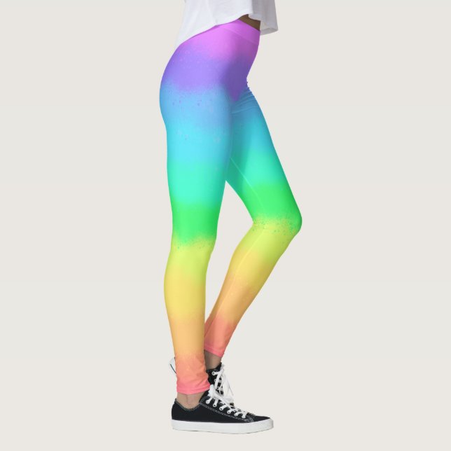 Colorful Fun Tie Dye Rainbow Yoga  Leggings (Right)