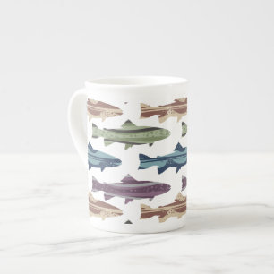 Colorful Fun Trout Fish Pattern Bone China Mug