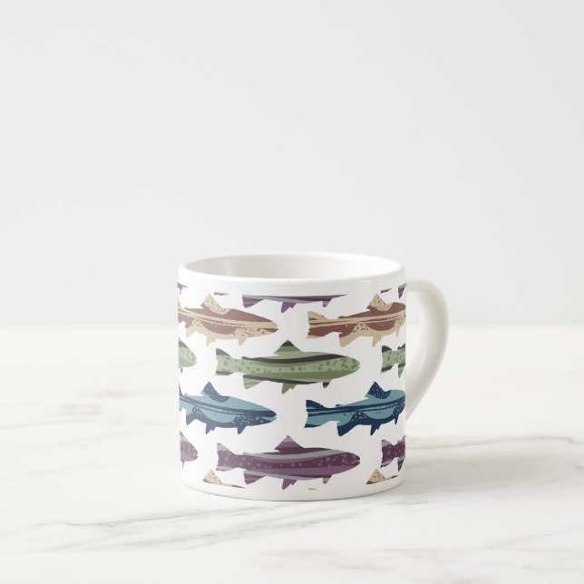 Colorful Fun Trout Fish Pattern Espresso Cup (Front Right)