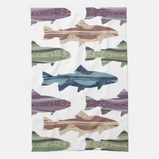 Colorful Fun Trout Fish Pattern Kitchen Towel