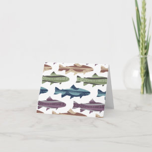 Colorful Fun Trout Fish Pattern Letterpress Thank You Card