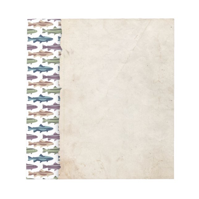 Colorful Fun Trout Fish Pattern Notepad (Front)