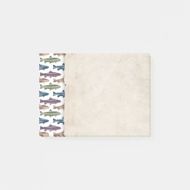 Colorful Fun Trout Fish Pattern Post-it Notes (Front)