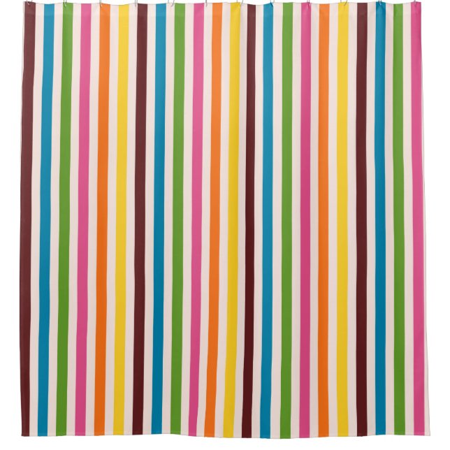 Colorful Fun Vertical Stripes Shower Curtain (Front)