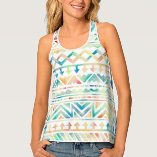 Colorful Fun Watercolor Pattern Style Rainbow Tank Top