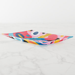 Colorful fun whimsical shapes modern geometric trinket tray
