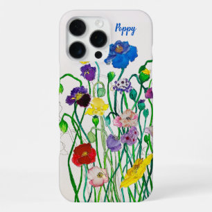 Colorful Fun Wild Poppy Watercolor Named iPhone 16 Pro Max Case