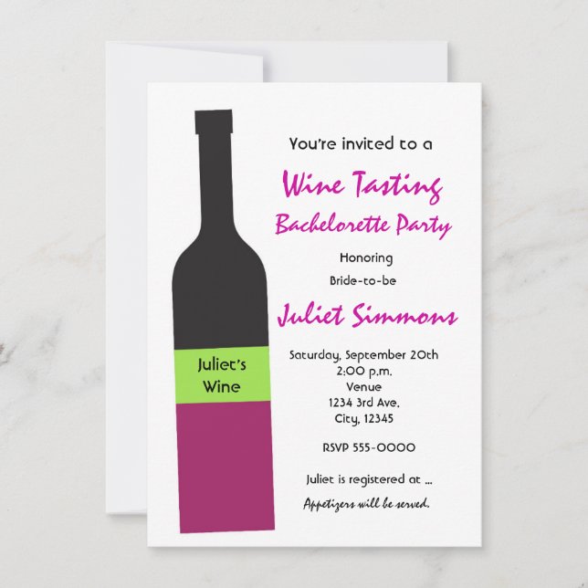 Colorful Fun Wine Tasting Girls Party Invitation (Front)
