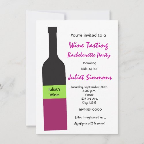 Colorful Fun Wine Tasting Girls Party Invitation