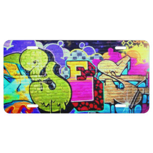 Colorful Fun Yes Graffiti Pattern License Plate