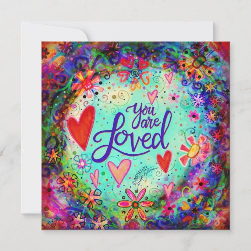 Colorful Fun You are Loved Valentine Whimsical Note Card