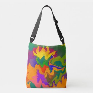 Colorful Funky Abstract Swirly Camouflage Crossbody Bag