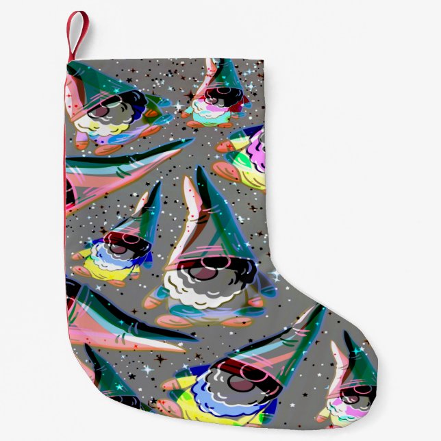 Colorful Funky Christmas Gnome Stocking  (Front)