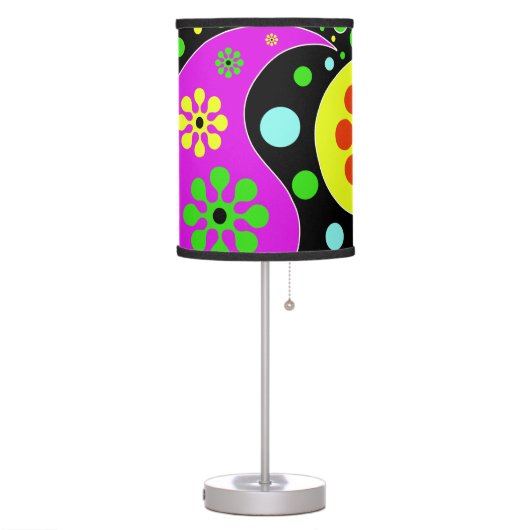 Colorful Funky Flowers Paisley Hippie Lamp (Left)