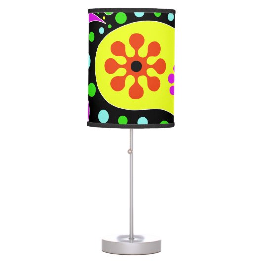 Colorful Funky Flowers Paisley Hippie Lamp (Front)