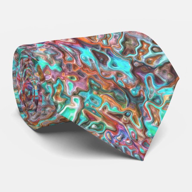 Colorful Funky Fun 3D Blur Waves Pattern Neck Tie (Rolled)