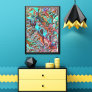 Colorful Funky Fun Faux 3D Blur Waves Art Pattern Poster