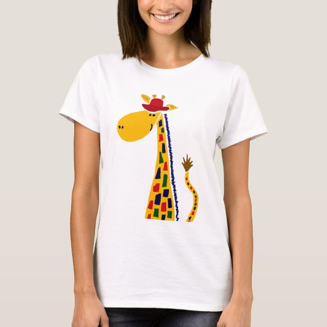 Colorful Funky Giraffe Art T-Shirt (Front)