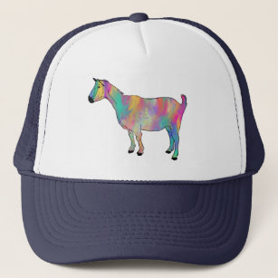 Colorful Funky Goat Painting Cute Farm Animal Art Trucker Hat