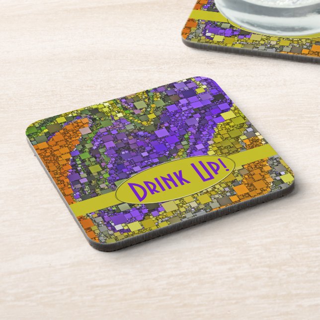 Colorful Funky Liquid Wave Artwork Personalized Beverage Coaster (Left Side)