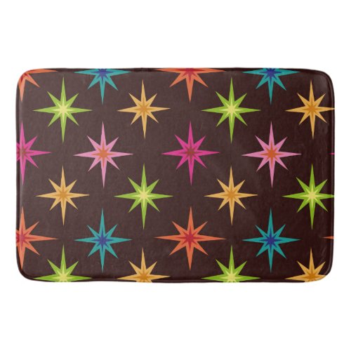 Colorful Funky Mid Century Atomic Starbursts   Bath Mat