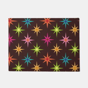 Colorful Funky Mid Century Atomic Starbursts    Doormat