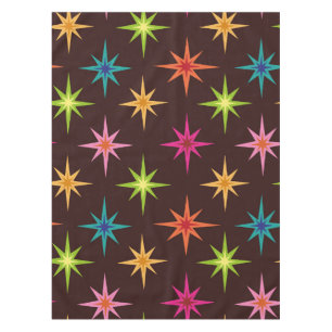 Colorful Funky Mid Century Atomic Starbursts   Tablecloth