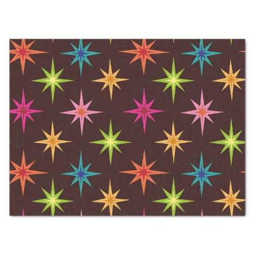 Colorful Funky Mid Century Atomic Starbursts   Tissue Paper