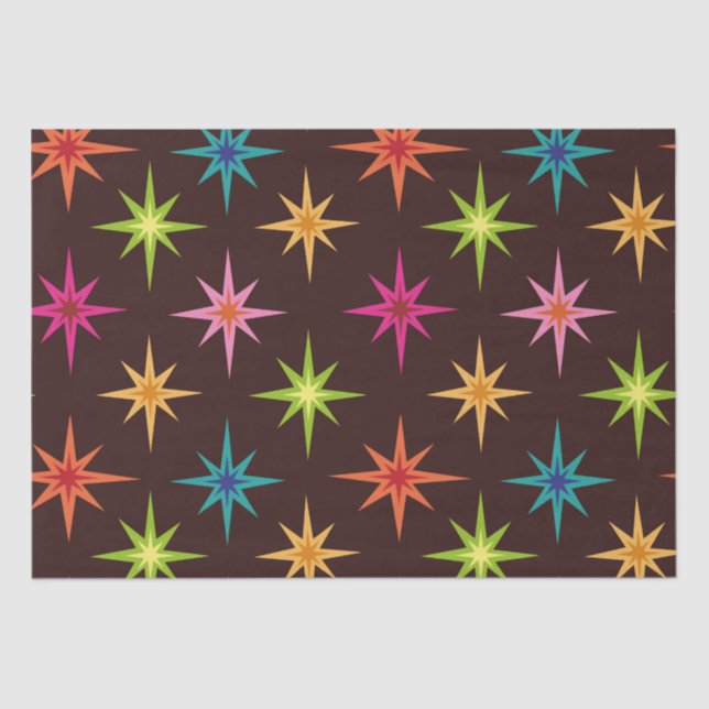 Colorful Funky Mid Century Atomic Starbursts   Tissue Paper (Front)