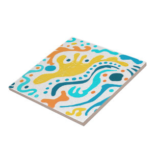 Colorful Funky Modern Abstract Tile