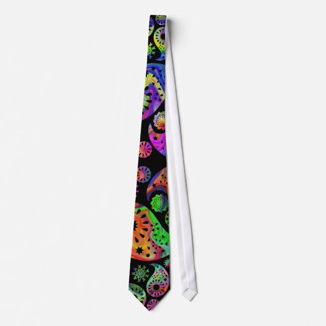Colorful Funky Paisley Pattern. Neck Tie (Front)