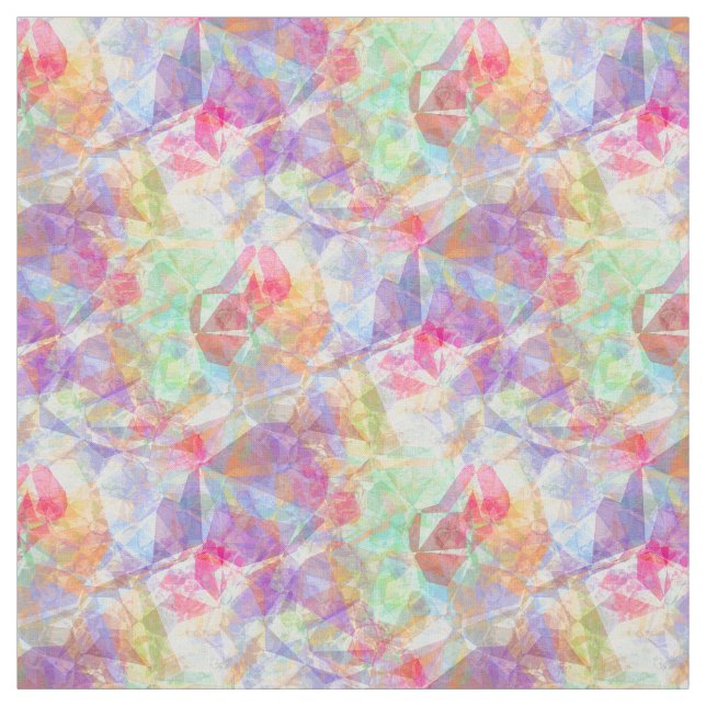 Colorful Funky Retro Cool Polygon Mosaic Pattern Fabric (Swatch)