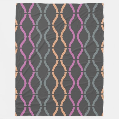 Colorful Funky Retro Geometric Pattern 3a Fleece Blanket