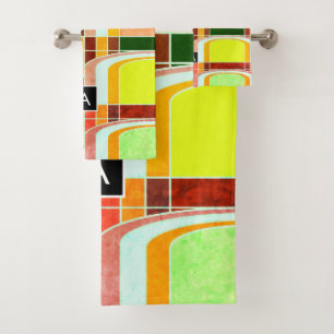 Colorful Funky Retro Inspired Bath Towel Set