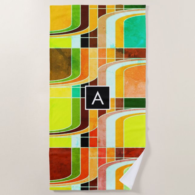 Colorful Funky Retro Inspired Beach Towel (Front)