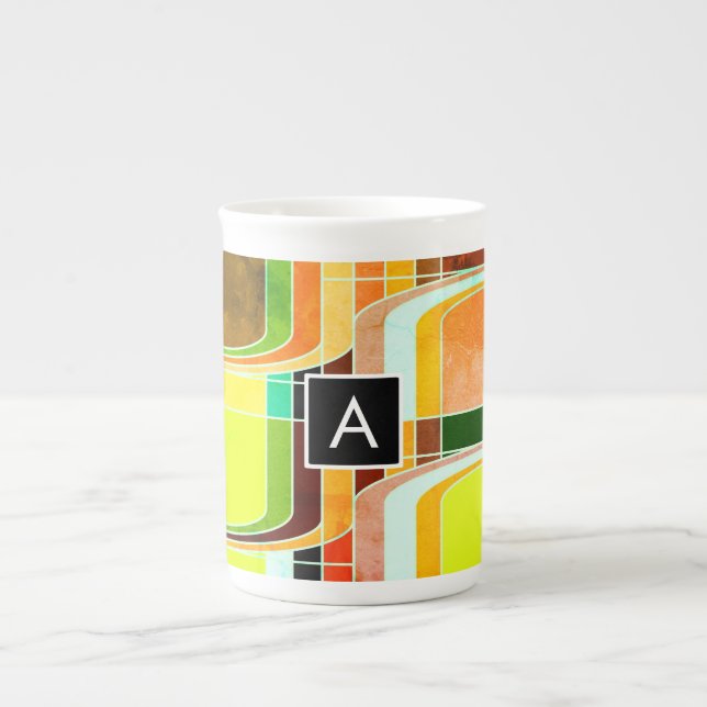 Colorful Funky Retro Inspired Bone China Mug (Front)