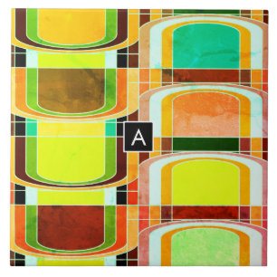 Colorful Funky Retro Inspired Ceramic Tile