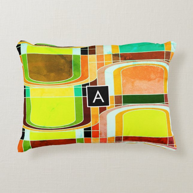 Colorful Funky Retro Inspired Decorative Pillow (Front)