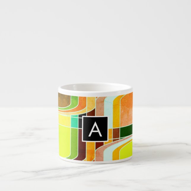 Colorful Funky Retro Inspired Espresso Cup (Front)