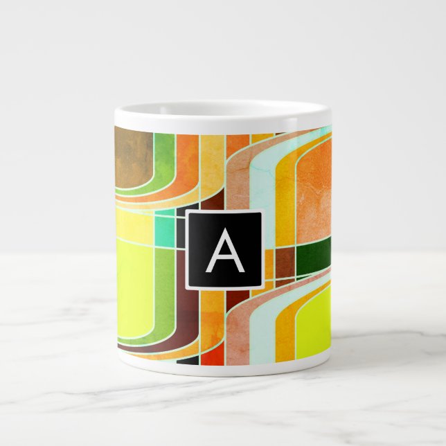 Colorful Funky Retro Inspired Large Coffee Mug (Front)