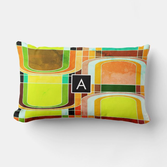 Colorful Funky Retro Inspired Lumbar Pillow (Front)