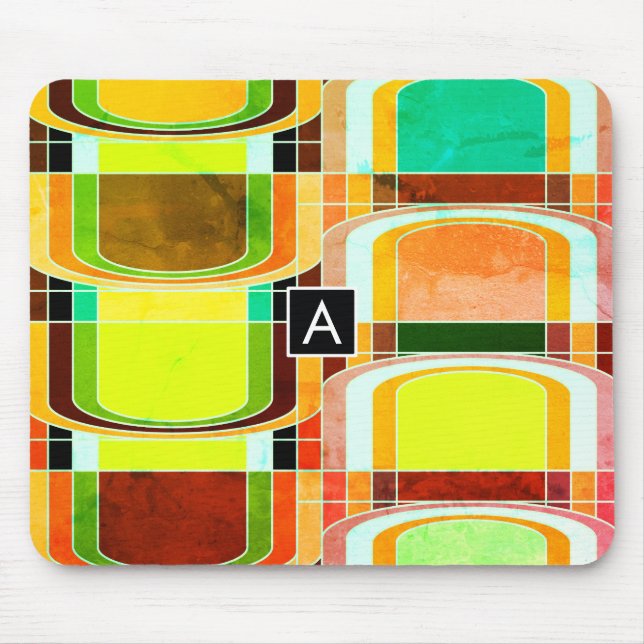 Colorful Funky Retro Inspired Mouse Pad (Front)