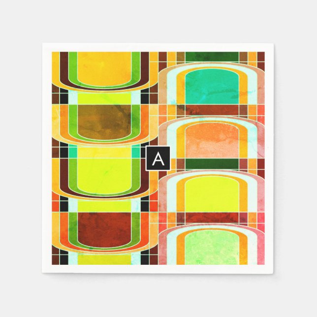 Colorful Funky Retro Inspired Napkins (Front)